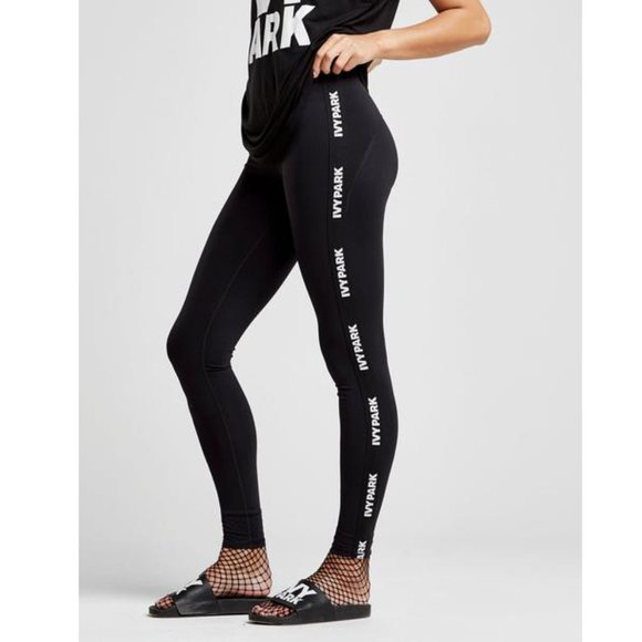 IVY PARK Pants - Ivy Park Women's Black Logo Tape Tights NWT